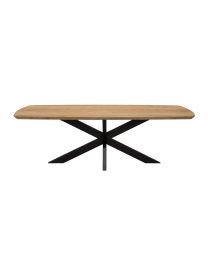 Houten Teak Tafel 240cm Met Metalen Spin Voet