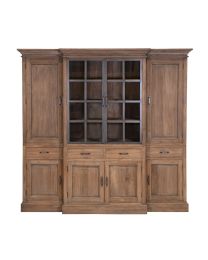 Vitrine En Teck Avec Portes Vitrées Métal Et Façade En Retrait