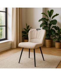 Chaise De Salle à Manger Avec Poignée En Tapisserie D'ameublement De Luxe « Off White » - Par 2