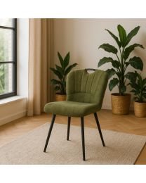 Chaise De Salle à Manger Avec Poignée En Tapisserie D'ameublement De Luxe Couleur Vert - Par 2